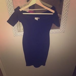 Black fitted midi dress